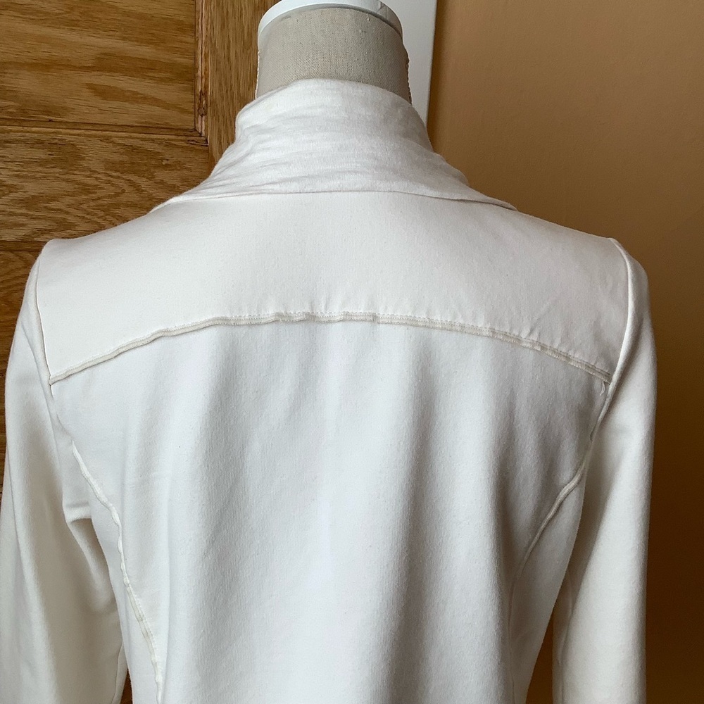 NEON BUDDHA Cream French Terry Ruffle Cardigan Button Jacket Size S - Picture 6 of 15